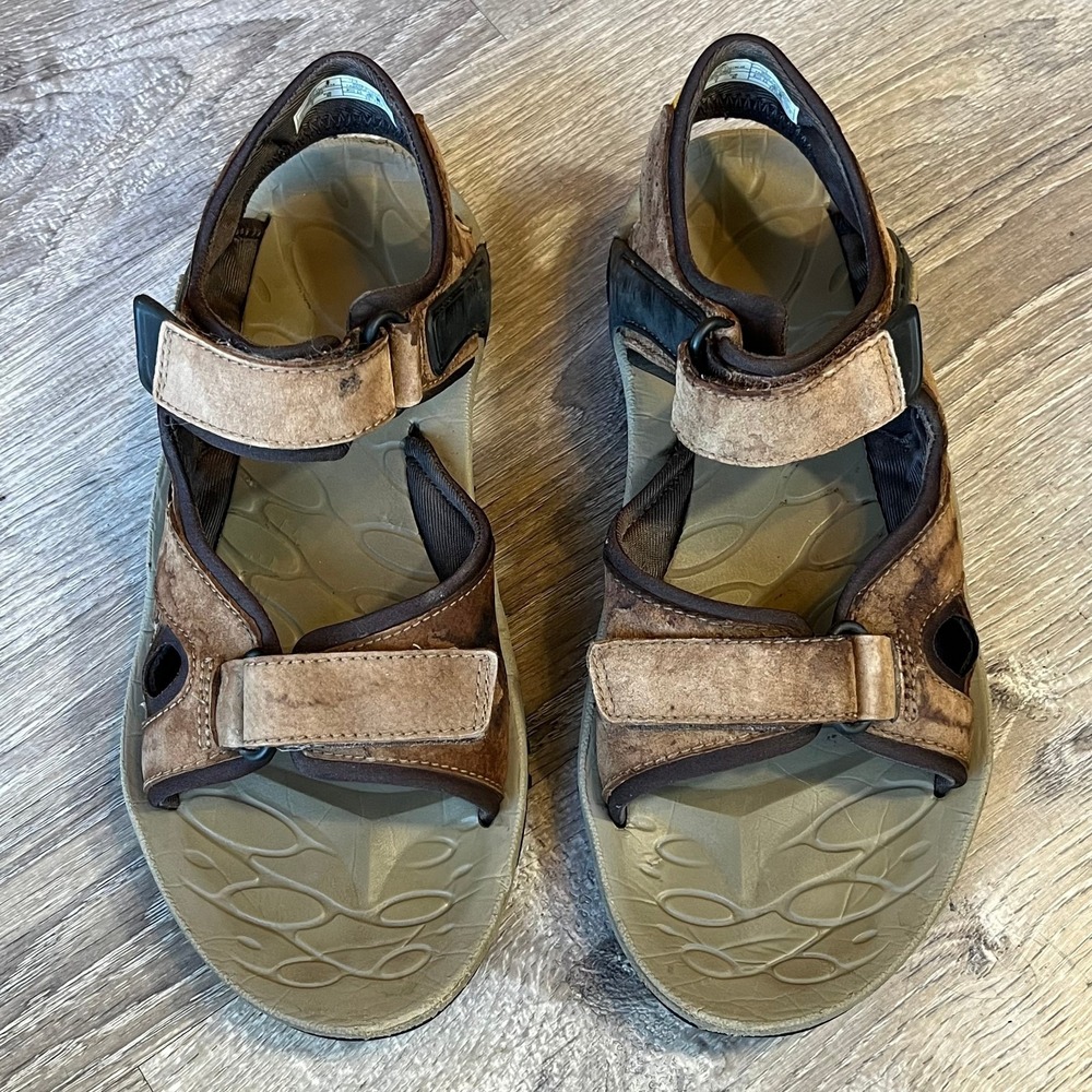 Merrell Kahuna‎ Brown Leather Hiking Sandals Vibram Sole Womens 8 Performance